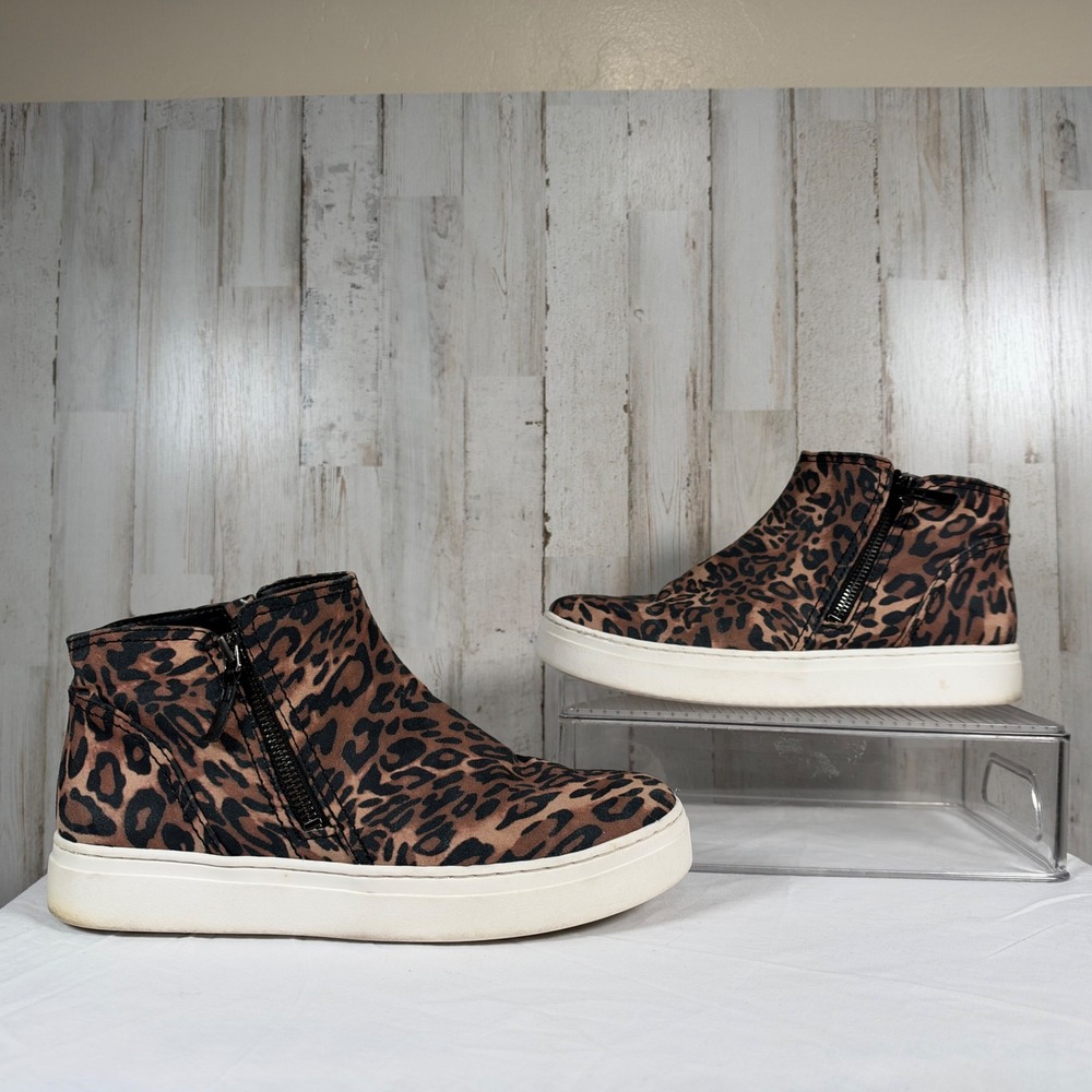 Naturalizer Celeste Sneakers Womens 8M Brown Leopard Print Slip On Zipper Shoes